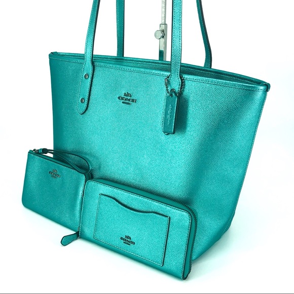 3PCS Coach City Zip Top Tote Wallet Wristlet Set - Picture 2 of 8